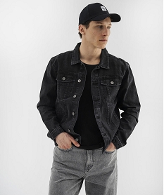 GEMO Veste en jean homme noir vif