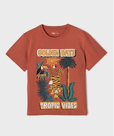 GEMO Tee-shirt manches courtes à motif tropical garçon marron standard