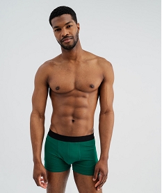 GEMO Boxers en coton biologique uni et imprimé homme (lot de 2) Vert