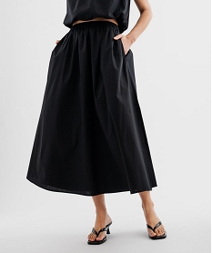 GEMO Jupe longue ample à motifs femme noir standard