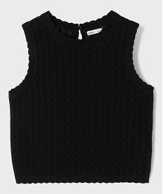 GEMO Débardeur court en coton ajouré fille noir standard
