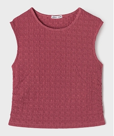 GEMO Tee-shirt sans manches texturé et cintré fille Rose