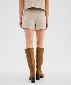 GEMO Jupe short scintillante aspect tweed femme Beige