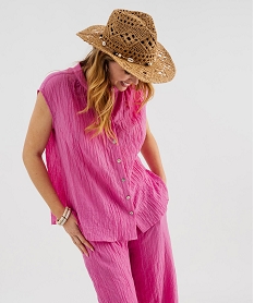 GEMO Blouse sans manches coupe oversize femme rose standard