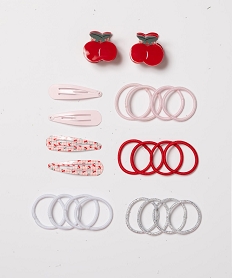 GEMO Accessoires à cheveux fille assortis (lot de 22) rouge standard