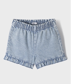 GEMO Short en jean à volants avec taille ajustable fille bleu standard