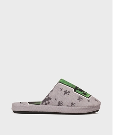 GEMO Chaussons mules en velours garçon - Minecraft Gris