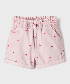 GEMO Short ample imprimé avec taille paper bag ajustable fille Rose