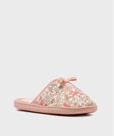 chaussons mules a motifs fleuris semelle femme roseL465701_2