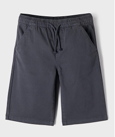 GEMO Bermuda regular en coton stretch à taille élastiquée garçon Gris