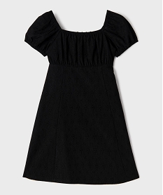 GEMO Robe courte à taille empire et manches courtes bouffantes fille noir standard