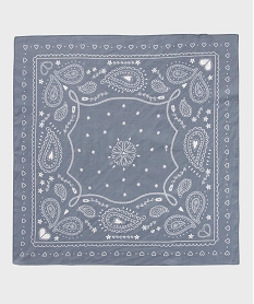 GEMO Foulard carré en coton imprimé femme bleu standard