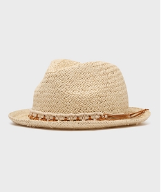 GEMO Chapeau de paille avec cordon tressé femme Beige