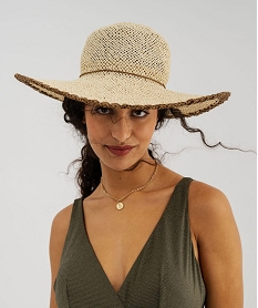 GEMO Chapeau capeline en paille ajourée femme Beige
