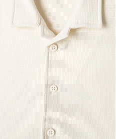 GEMO Chemise manches courtes à col cubain en coton texturé garçon Beige