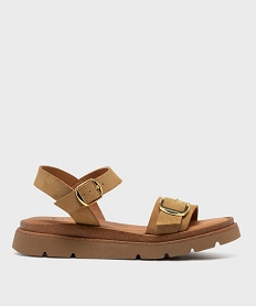 GEMO Sandales à semelle crantée dessus cuir femme - Tanéo beige standard