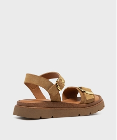 sandales a semelle crantee dessus cuir femme - taneo beige standard sandales plates et nu-piedsL480301_4