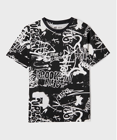 GEMO Tee-shirt manches courtes à motifs graffiti garçon Noir