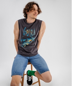 GEMO Débardeur en jersey de coton imprimé homme - Gojira Gris
