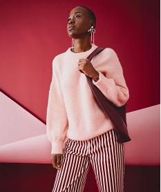 GEMO Pull en maille douillette coupe loose femme rose standard