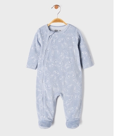GEMO Pyjama en velours à motifs lapins fermeture devant bébé garçon Bleu