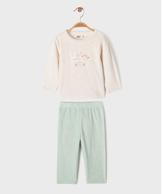 GEMO Pyjama 2 pièces en velours à motifs animaux bébé fille Beige