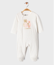 GEMO Pyjama en velours à motifs pailletés fermeture zippée devant bébé fille Blanc