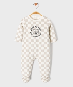 GEMO Pyjama en velours à motifs damiers bébé garçon Gris