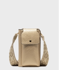 GEMO Pochette téléphone et portefeuille avec bandoulière femme Jaune