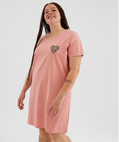 GEMO Chemise de nuit à manches courtes femme grande taille rose standard