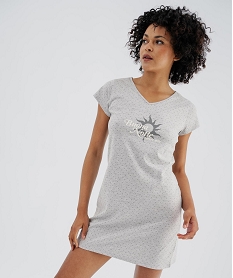 GEMO Chemise de nuit à manches courtes et col V femme Gris