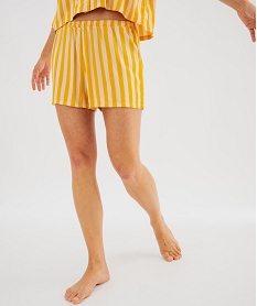 GEMO Short de pyjama à rayures en viscose femme jaune chine
