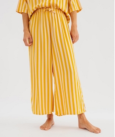 GEMO Pantalon de pyjama à rayures en viscose femme Jaune
