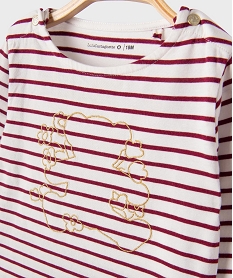 GEMO Tee-shirt manches longues rayé à broderie dorée bébé fille - LuluCastagnette Blanc
