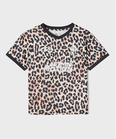 GEMO Tee-shirt de sport à motif léopard fille Brun