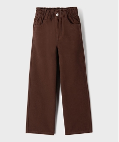 GEMO Pantalon straight en toile de coton taille ajustable fille marron fonce