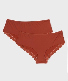 GEMO Shorty en microfibre et dentelle femme grande taille (lot de 2) Brun