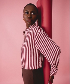 GEMO Chemise fluide à rayures coupe ample femme Rouge