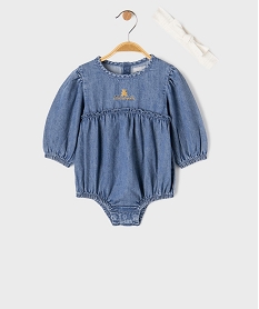 GEMO Ensemble 2 pièces barboteuse et bandeau bébé fille - LuluCastagnette bleu standard
