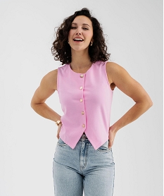 GEMO Gilet de costume sans manches en maille milano femme Rose