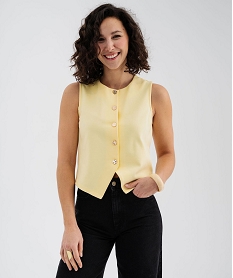 GEMO Gilet de costume sans manches en maille milano femme Jaune
