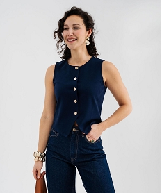 GEMO Gilet de costume sans manches en maille milano femme Bleu