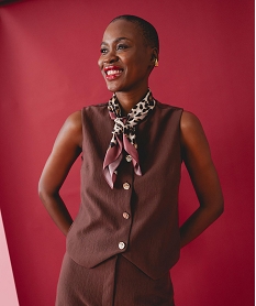 GEMO Top sans manches en maille extensible femme marron fonce