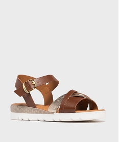 sandales a talon compense et semelle sport femme - valentina baldano marron standard sandales plates et nu-piedsL556401_2