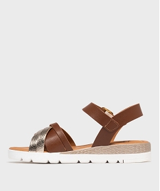sandales a talon compense et semelle sport femme - valentina baldano marron standard sandales plates et nu-piedsL556401_3