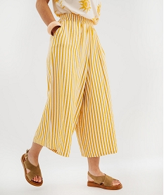GEMO Pantacourt ample à rayures avec taille élastique femme Jaune