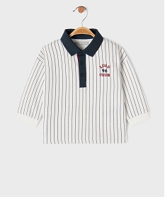 GEMO Sweat en molleton rayé look polo bébé garçon - LuluCastagnette Blanc