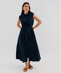 GEMO Robe chemise longue sans manches femme - LuluCastagnette Bleu