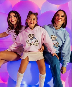 GEMO Sweat à capuche court fille - LuluCastagnette x Alizée Rose