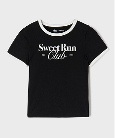 GEMO Tee-shirt manches courtes à message fille noir standard